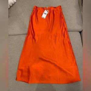 Mango orange midi skirt, new with tags, size small